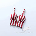 Women Young Girl Stripe Sling Short Top Shirt